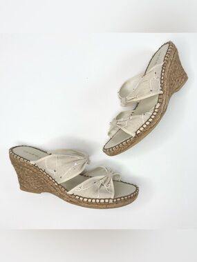 ANDRE ASSOUS Jute Espadrilles canvas wedge Beige Size 10